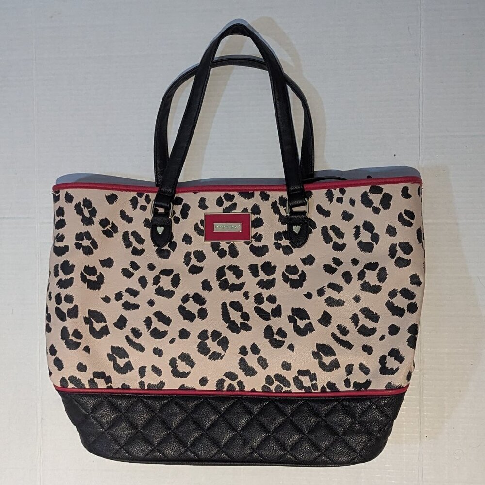 Betsey Johnson Y2K Leopard Tote & Heart Wristlet Glam Animal Print Shoulder Bag - Picture 3 of 14